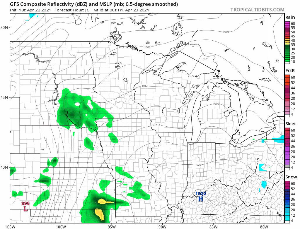 NOAA GFS model Thursday evening to midday Sunday
