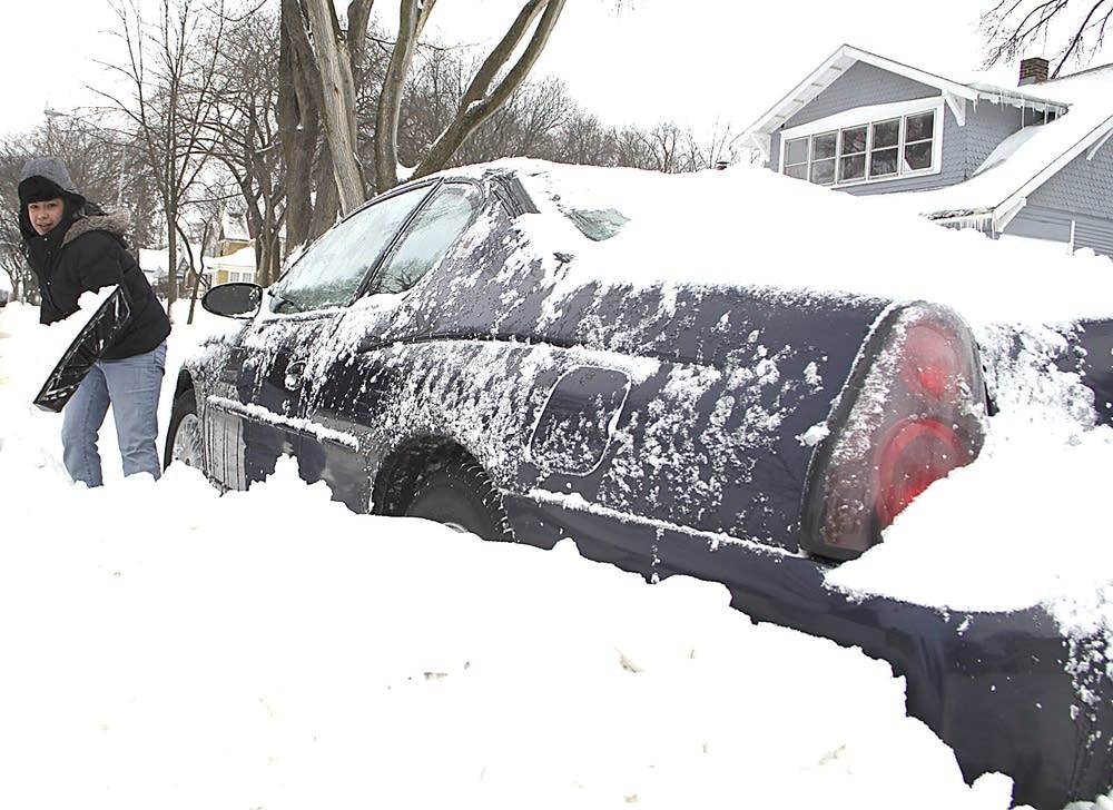 Shoveling out car