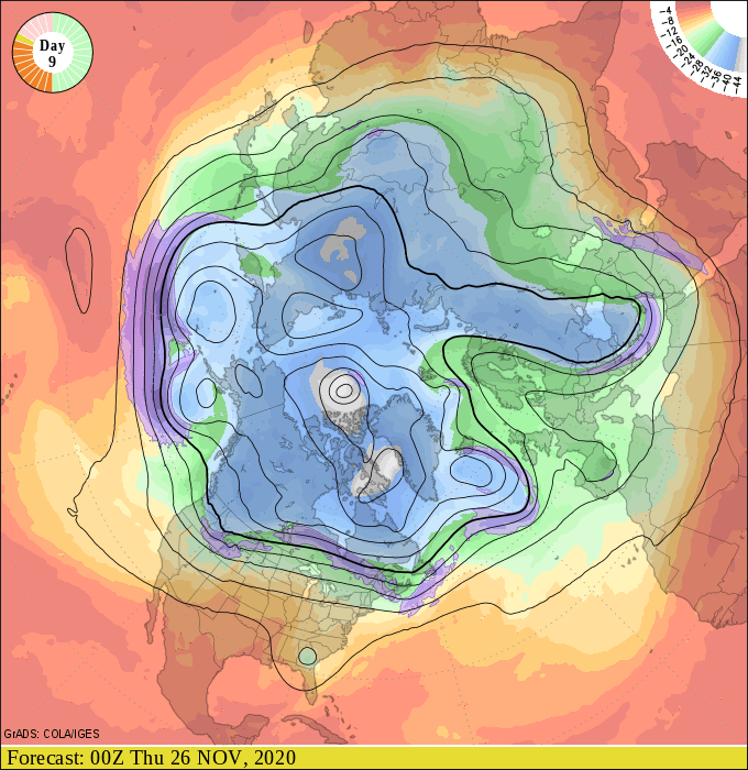 Upper air forecast map for 6 pm November 25