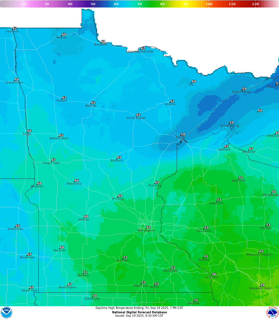 Highs for Friday