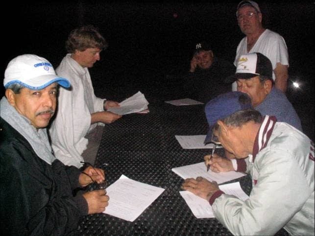 Signing papers