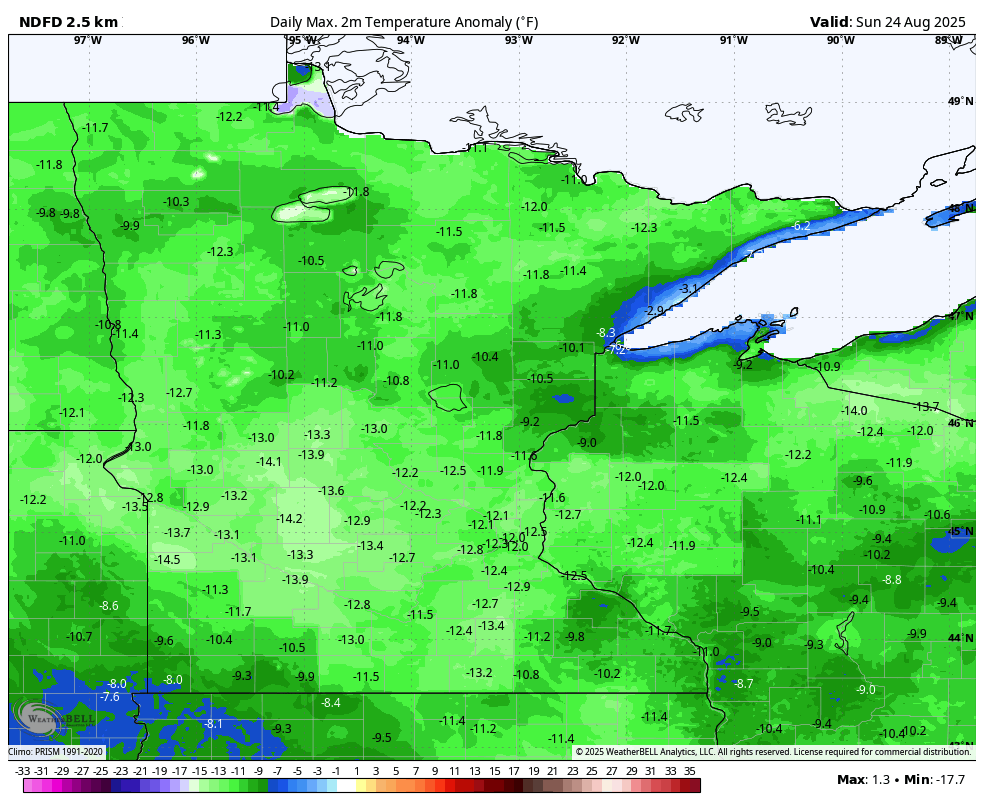 Above-normal temps through Thursday before a cool weekend