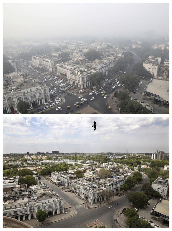 Combination photo showing New Delhi's skyline. 