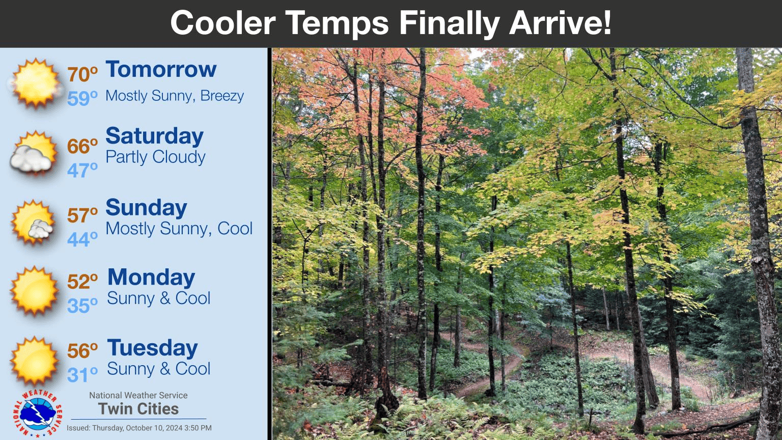 Twin Cities area forecast at a glance