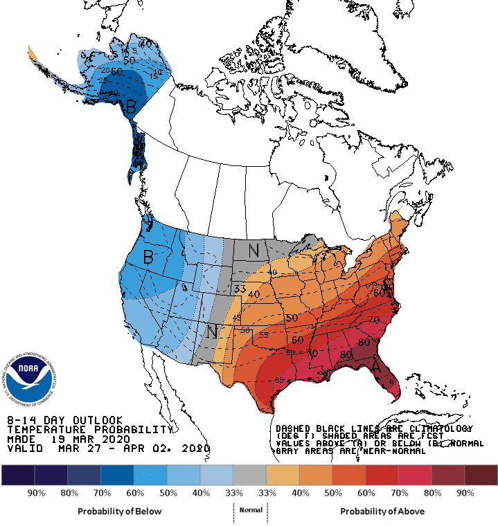 NOAA 8 to 14-day temperature outlook