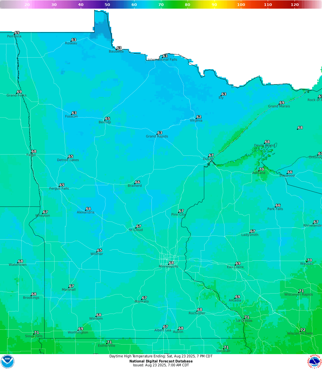 Highs for Saturday