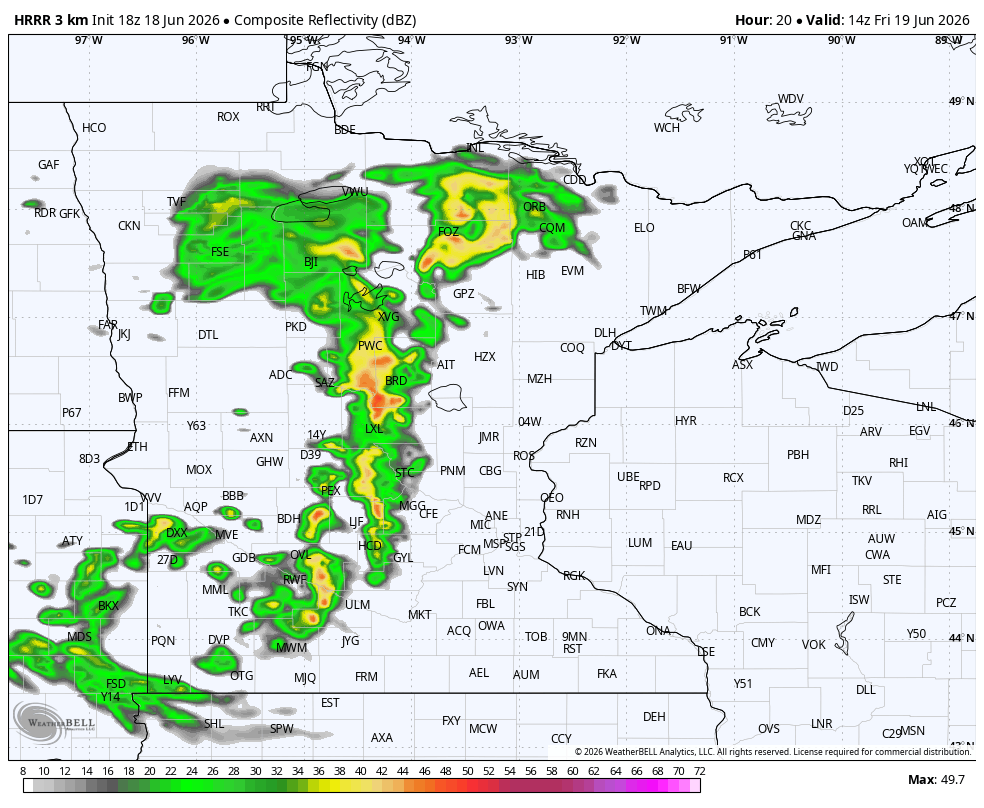 Rain timing for Friday