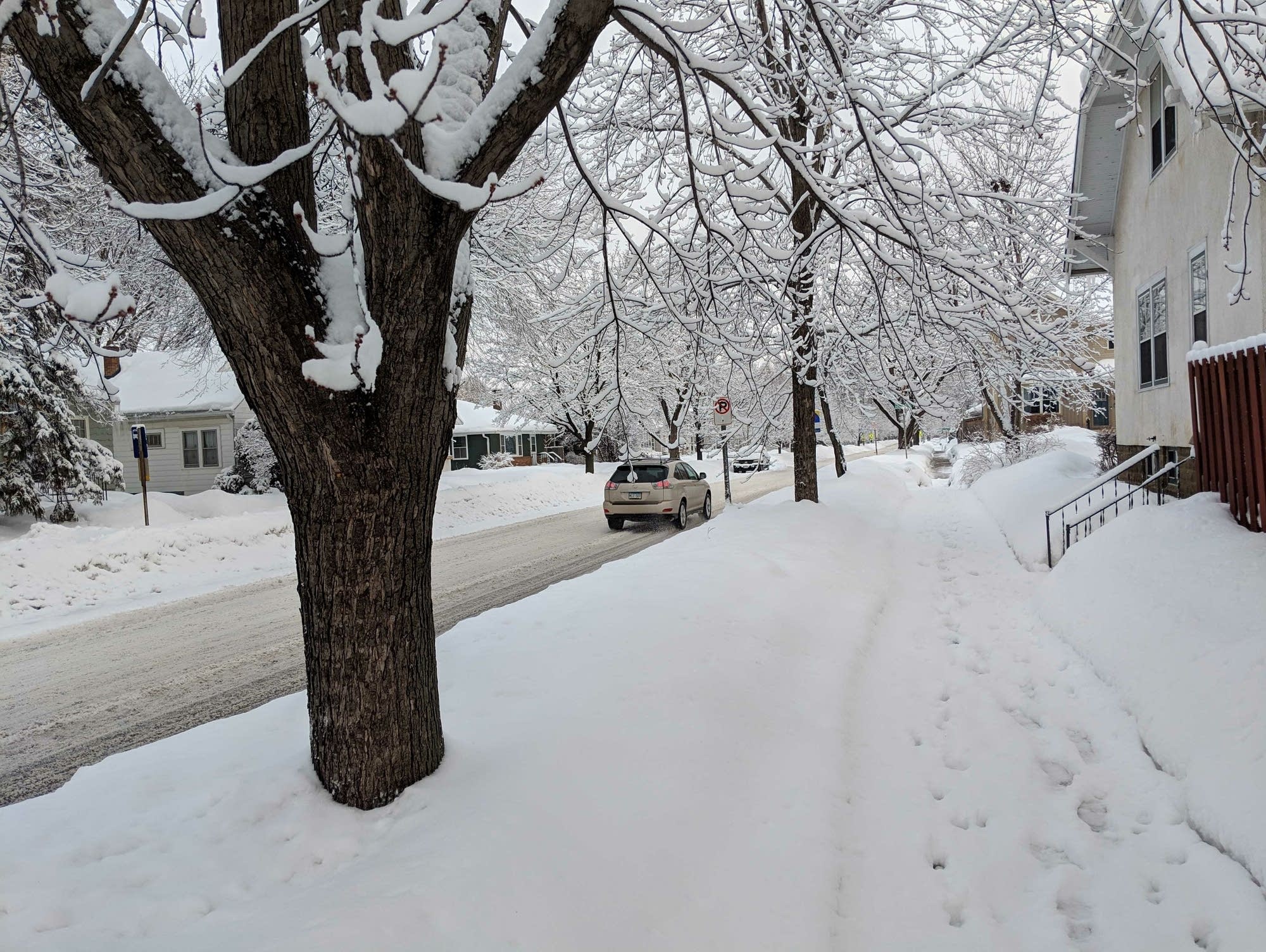 A snowy scene along Cretin Avenue in St. Paul