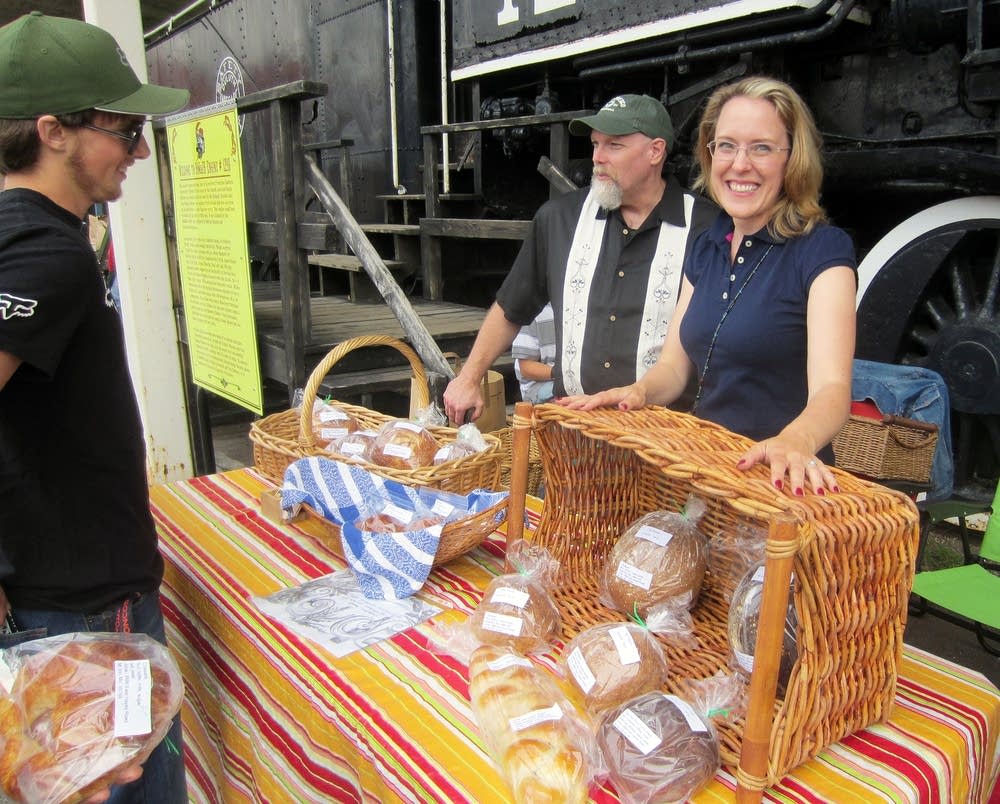 Selling bread at the Tower Farmers Market
