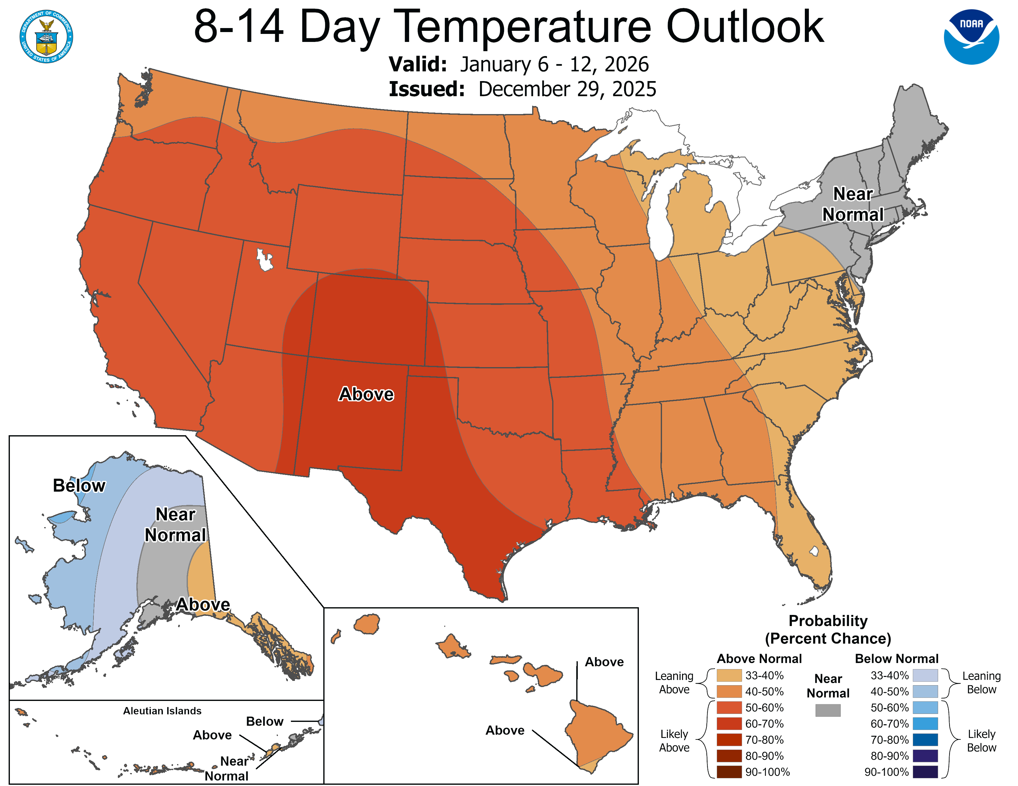 Temperature outlook through January 12