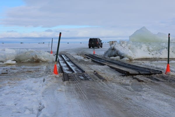 A structure is dug into the road.