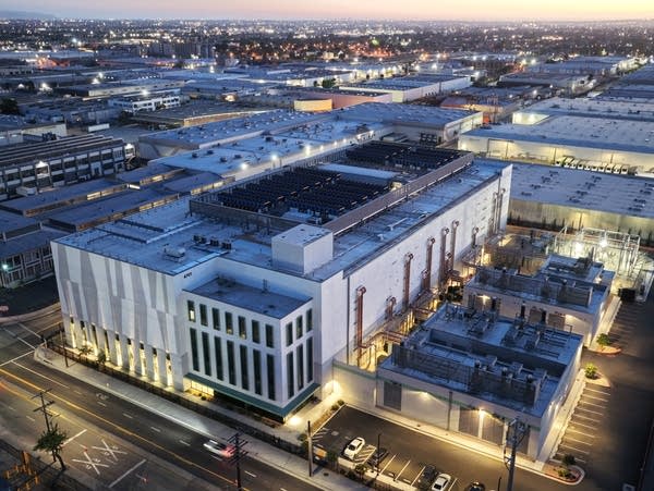 Aerial view of a new data center
