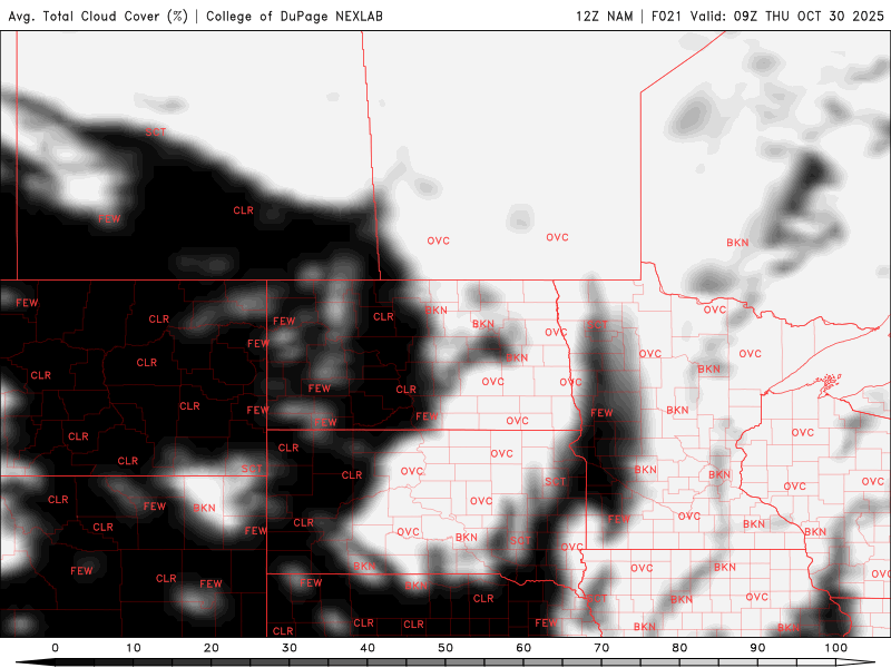 Clouds increase again for Thursday into Saturday with isolated sprinkles 