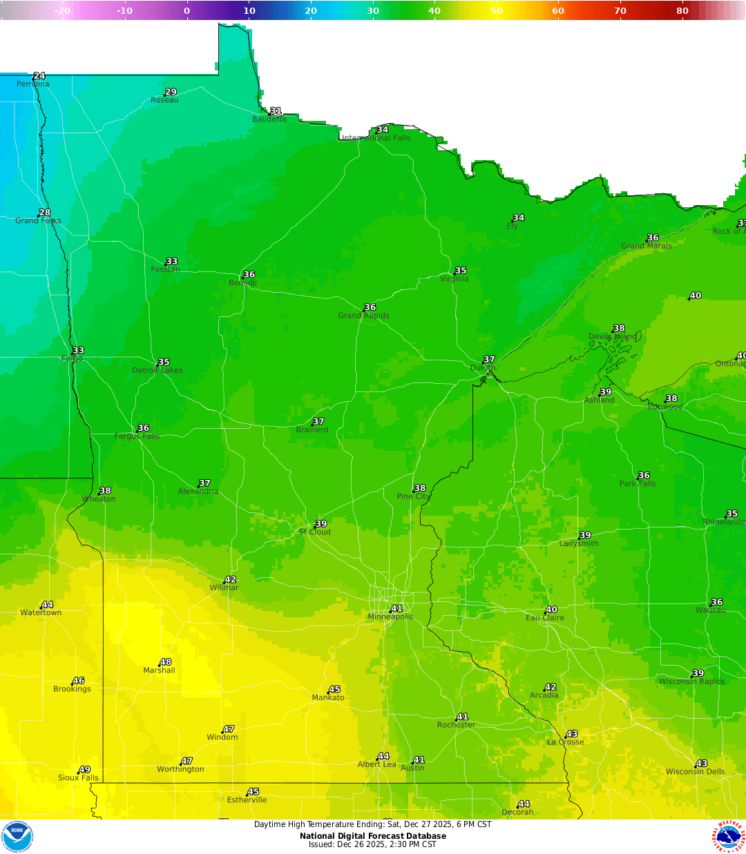Highs for Saturday