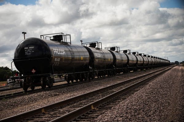 Oil containers at a Williston, ND train depot