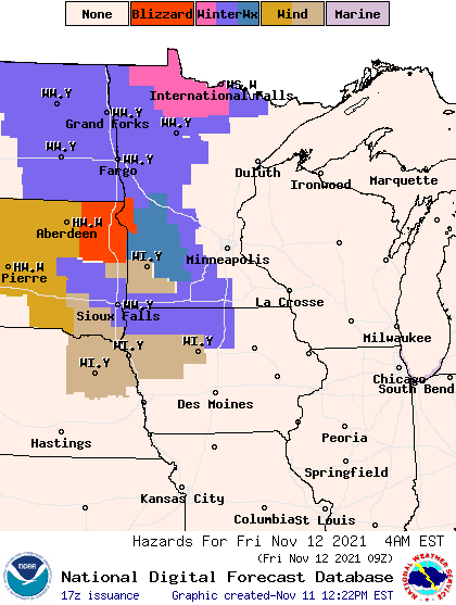 Winter storm warnings and advisories