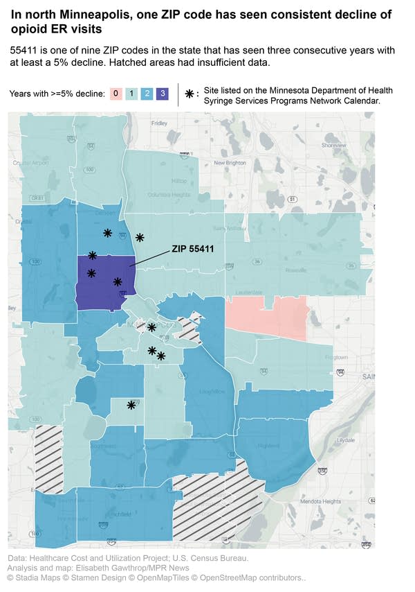 A map with zip codes