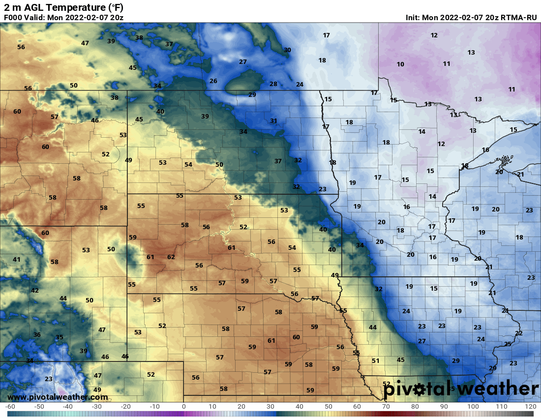 Temps early Monday afternoon