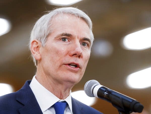 Sen. Rob Portman, R-Ohio, speaks during a news conference in Cincinnati.