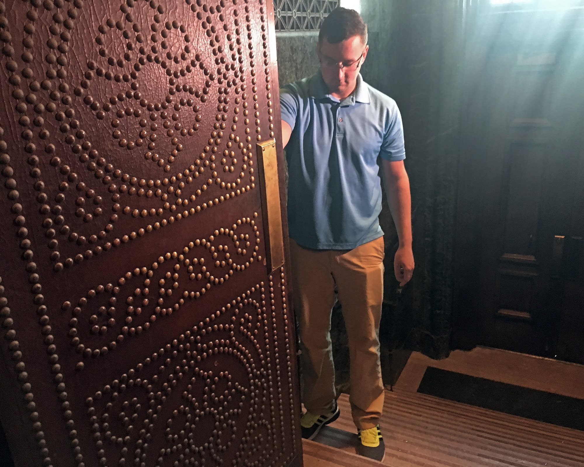 Nathan Leonhardt shows where he found the baby.