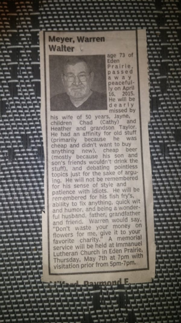 Obits on the refrigerator