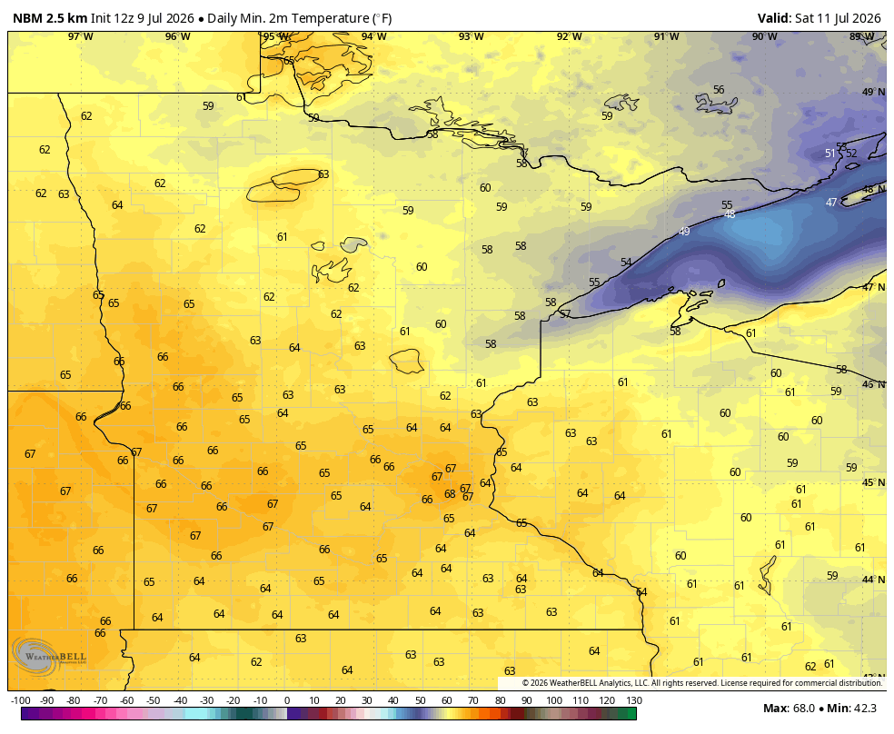 Low temps tonight