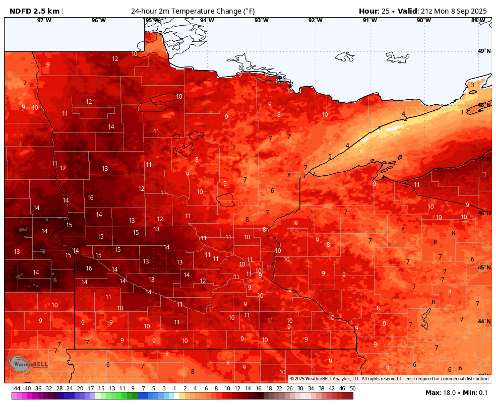 Spotty thunder, warmer air return