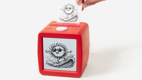 Stickerbox is one of the AI-backed toys on the market this holiday season. Give it an image, and Stickerbox will generate the image and print a sticker of it that kids can color in.
