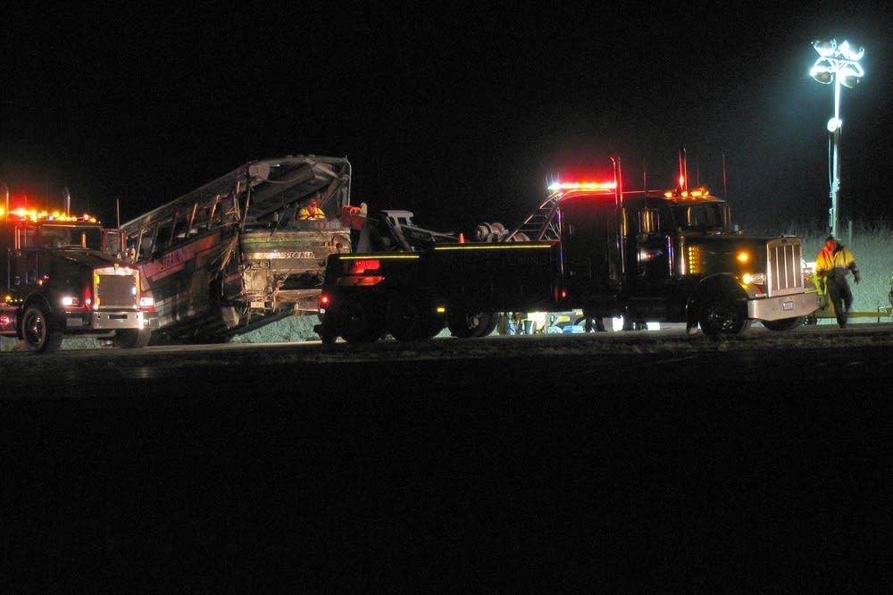 Bus towed away