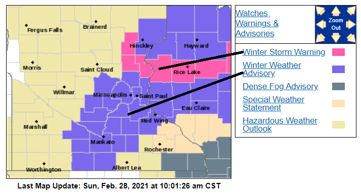Sunday snow update and a look at the week ahead