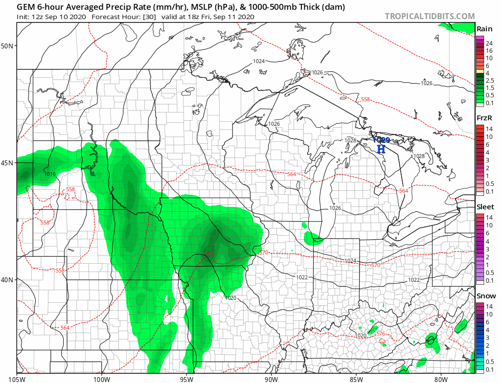 Canadian model output Friday and Saturday
