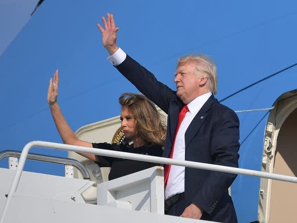 President Trump and First Lady Melania Trump board Air Force One