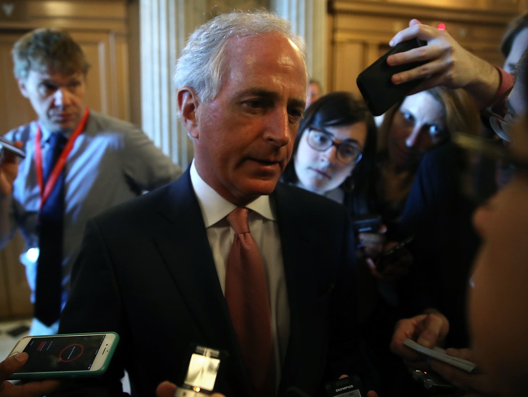 Sen. Bob Corker (R-TN) speaks to reporters.