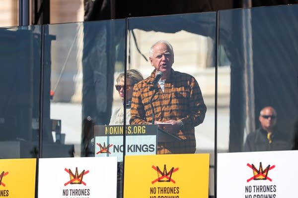 Tim Walz speaks at a rally