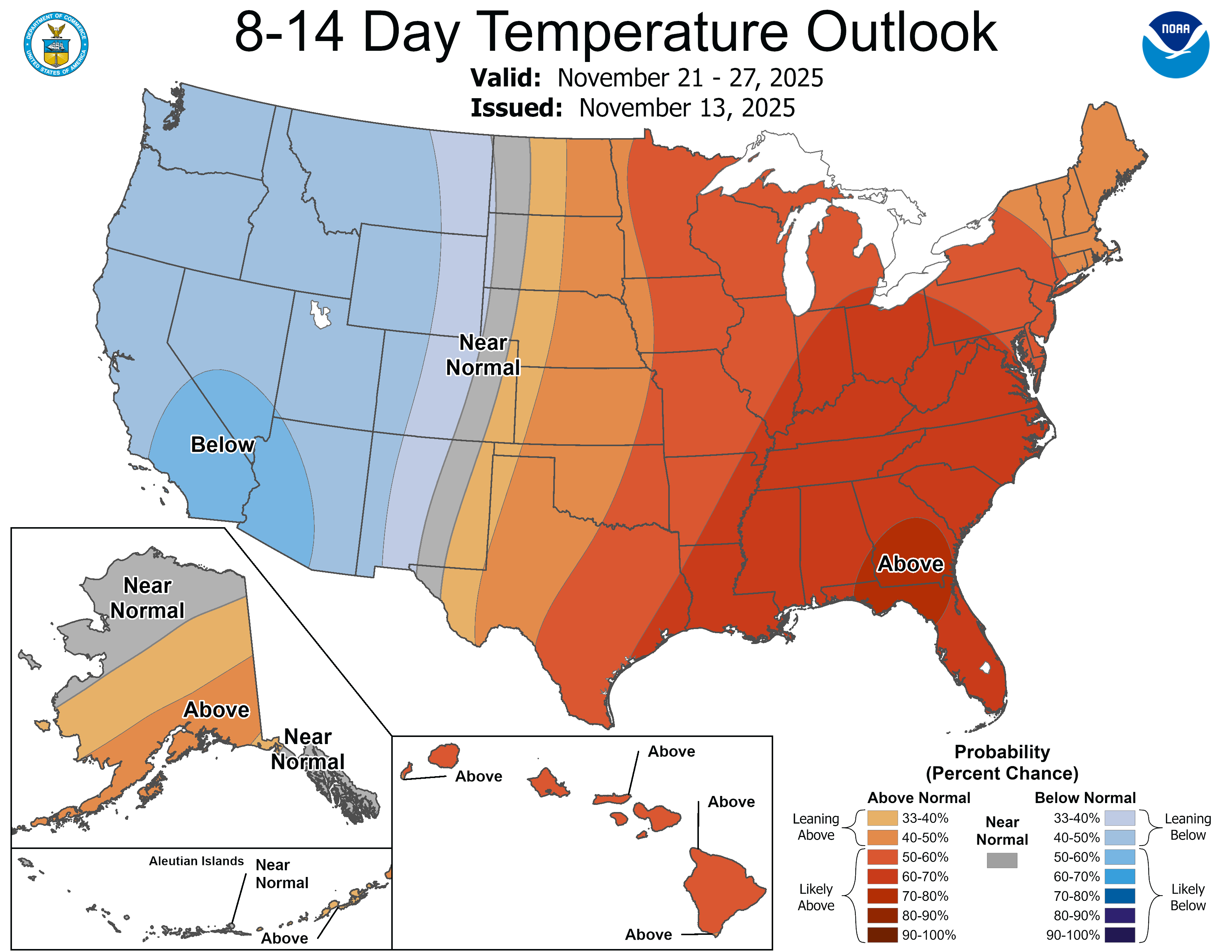 NOAA 8 to 14-day temperature outlook