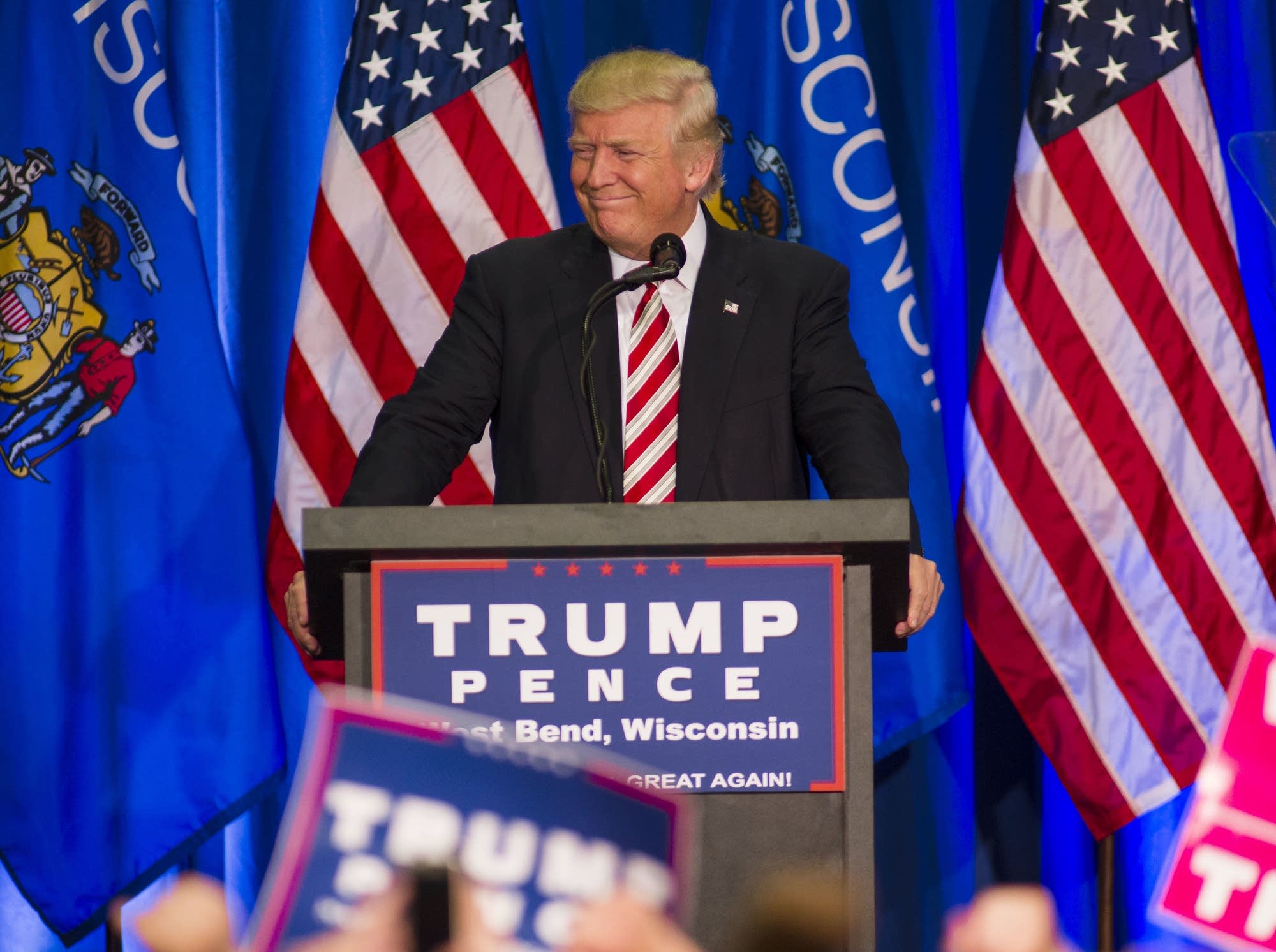 Donald Trump holds a rally in West Bend, Wis.