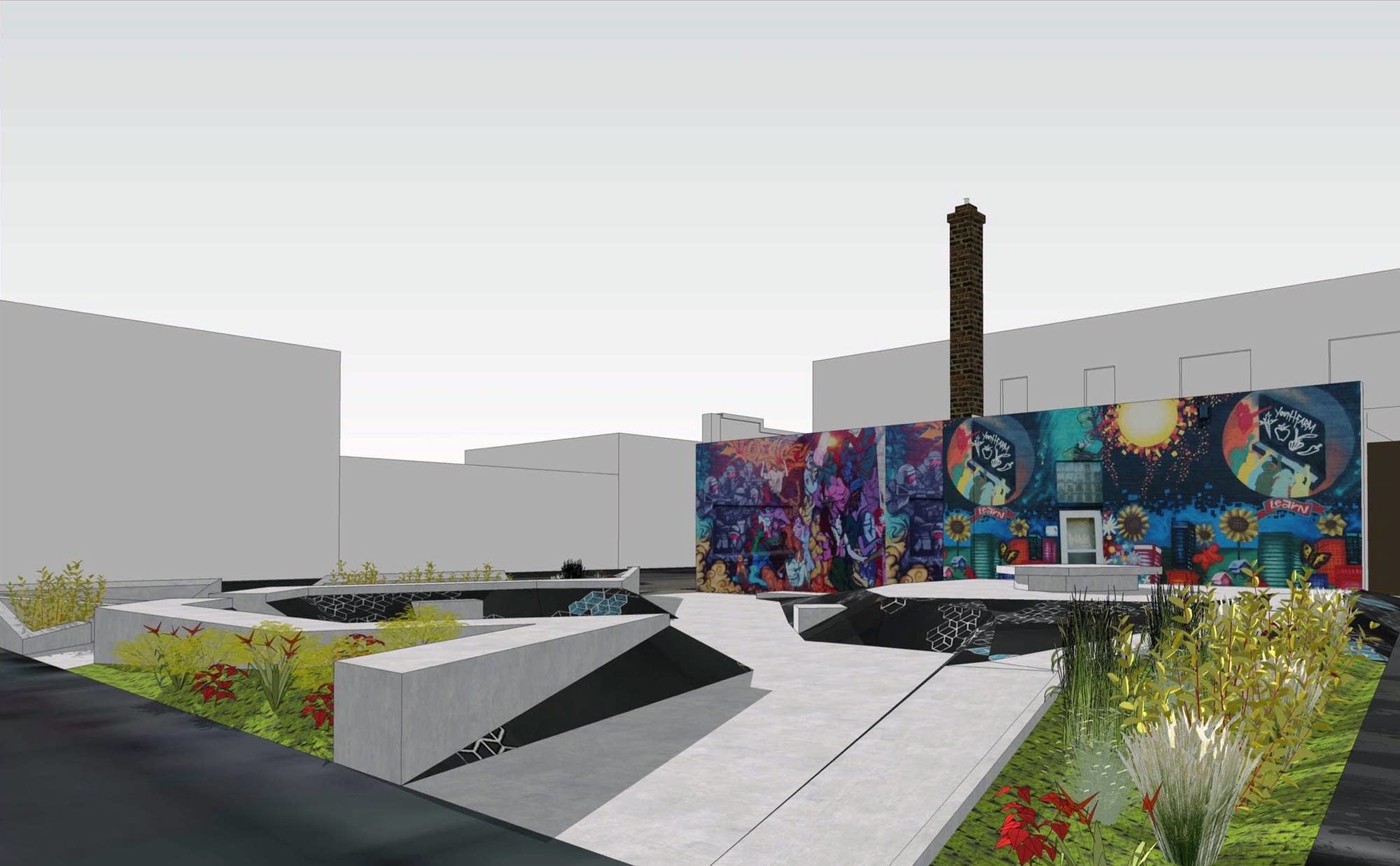 Young apprentices at Juxtaposition Arts are designing a public plaza.