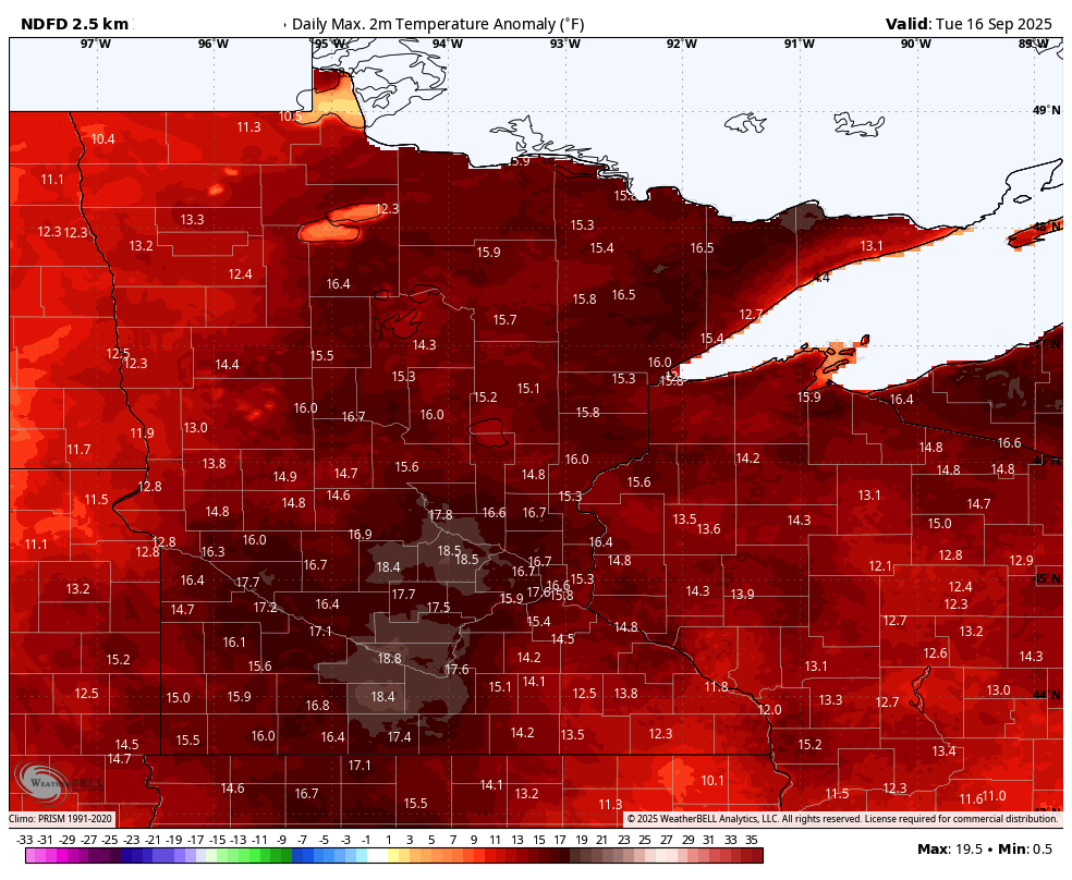 Last hot day before a pattern shift develops midweek 