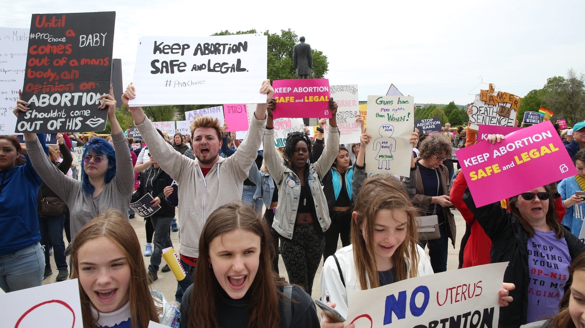 Hundreds gather at the Capitol for an abortion rights rally in St Paul.