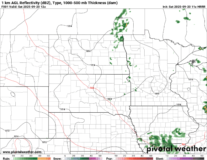 Lingering clouds with spotty rain late