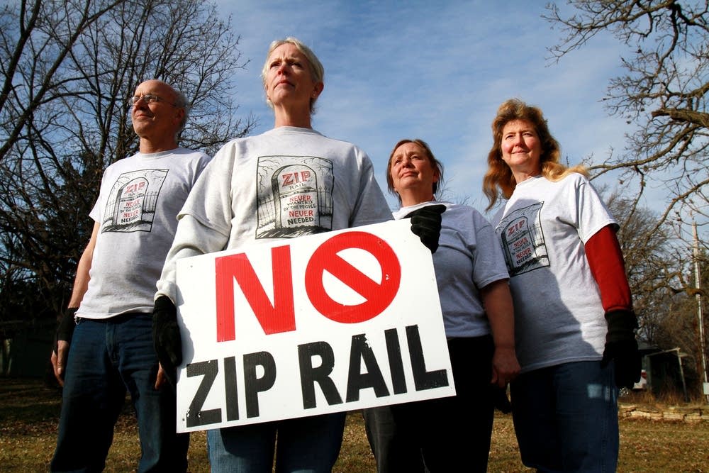 Residents who object to proposed rail line.