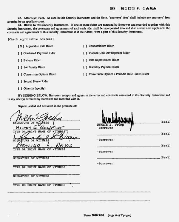 Trump Personal Mortgages