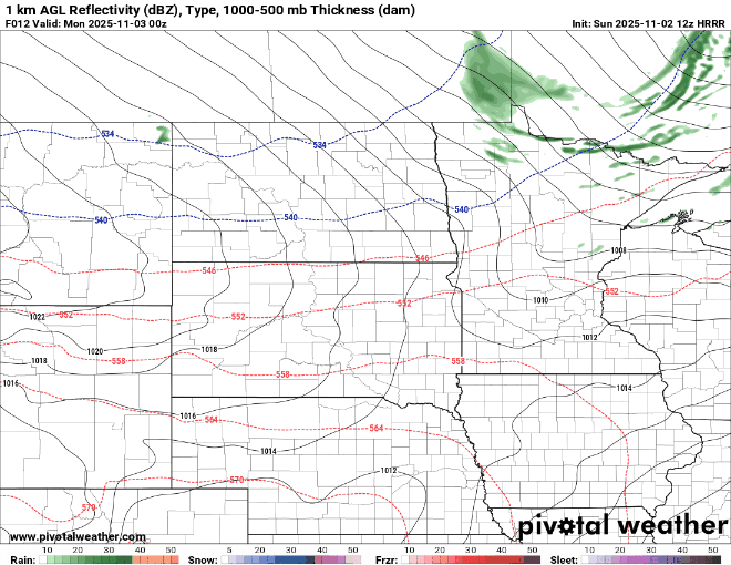 Forecast precipitation Sunday 6 p.m. to midnight