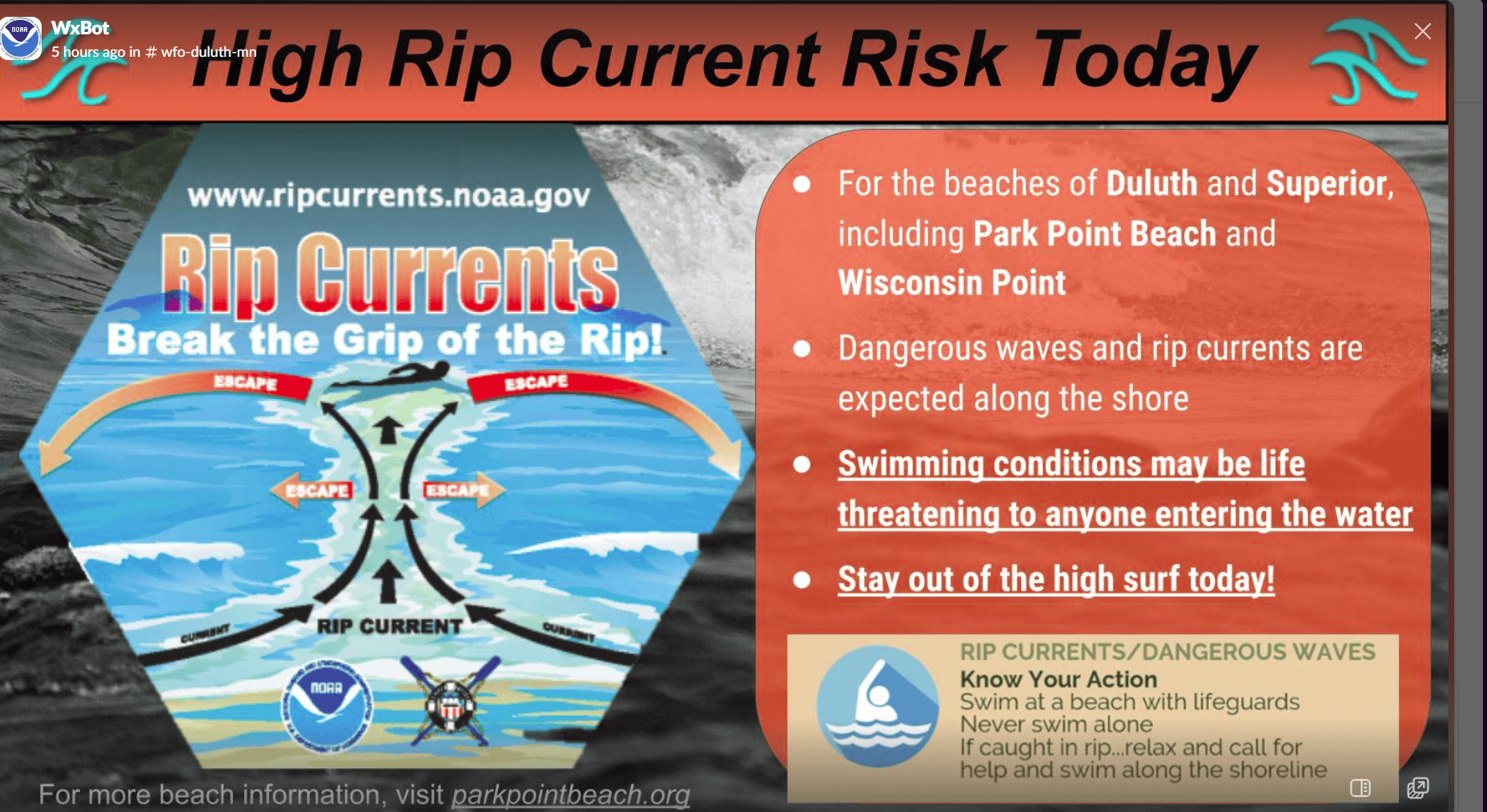 Rip current risk on hottest day of the year