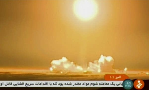 A rocket carrying an Iranian Payam satellite