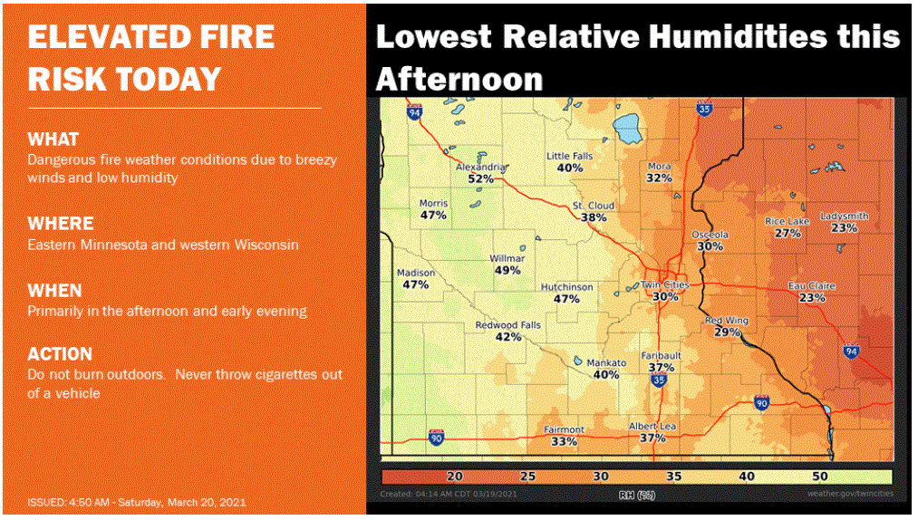 Wildfire risk on Saturday