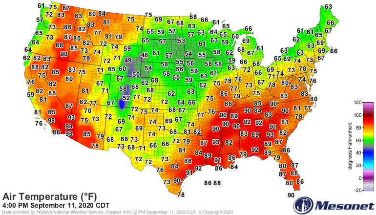 Temperatures Friday afternoon