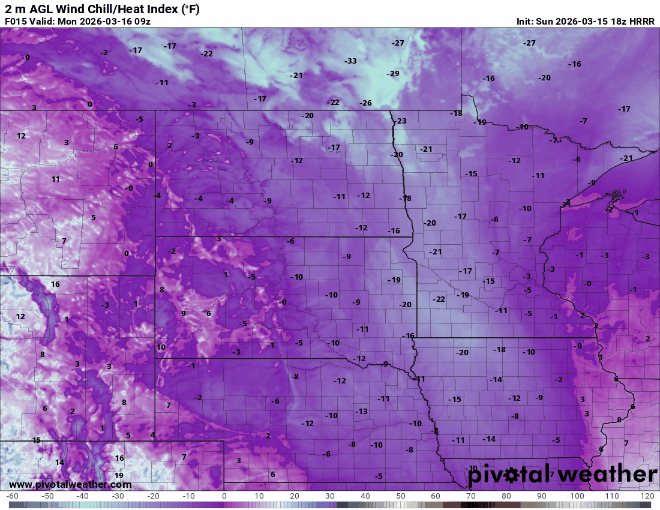 Wind chill forecast Monday 4 a.m. to 10 a.m.