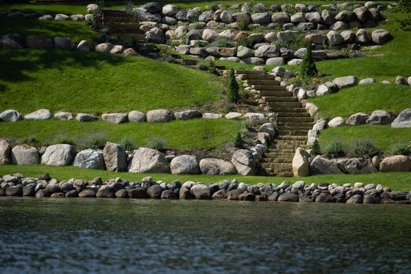 A section of landscaped shoreline