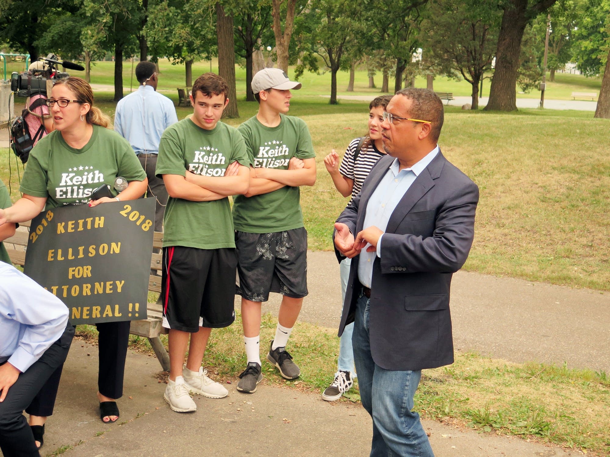 Keith Ellison (right) was back on the campaign trail in north Minneapolis
